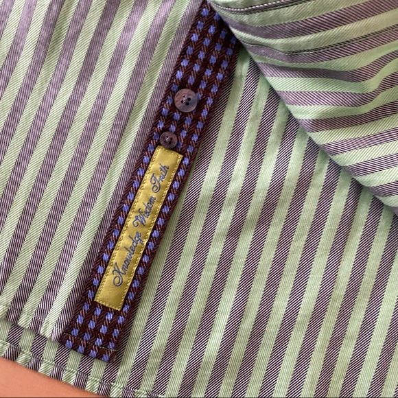 Robert Graham Long Sleeve Stripes Button Front Flip Cuff Mens Shirt Size XL - Picture 6 of 9